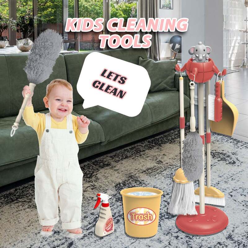 FITTO Detachable Housekeeping Cleaning Pretend Play Toy Set for Kids,