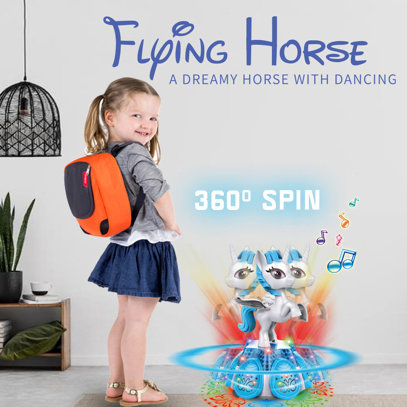 Kidwala Dancing Flashing Singing Rotating Unicorn Toy, White/Blue, Ages 3+