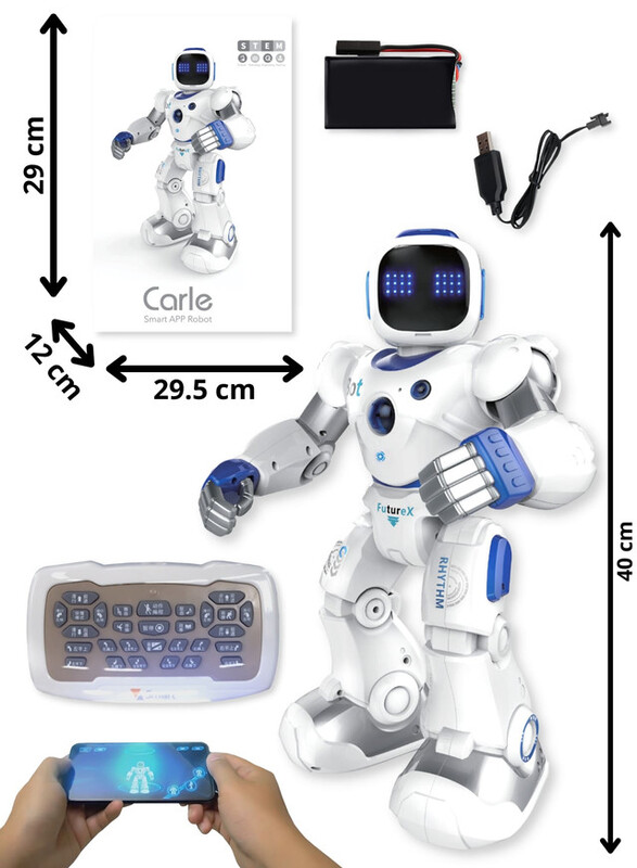 FITTO Advanced Humanoid Smart Robot with APP control, Touch Interactive RC Robot with Voice Control for Kids and 9 Flexible Joints, White