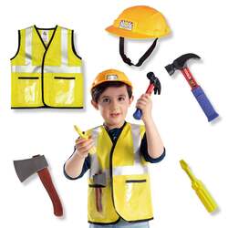 Fitto Construction Worker Role Play Costume Set - Kids Construction Worker Costume Dress Up Pretend Play Outfit with Rescue Tools and Accessories Kids Toys, Career Costumes for Kids