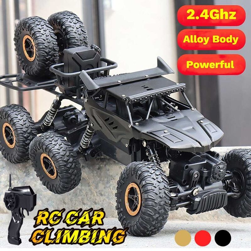 FITTO 6X6 Rock Crawler Remote Control Car for kids 1:10 alloy six-drive 2.4G Toys for Boys, Monster Trucks for boys, Black