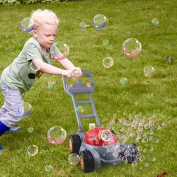 FITTO Automatic Bubble Blowing Trolley - Electric Motor Hand-Push Lawn Mower Design, Perfect for Outdoor Playtime