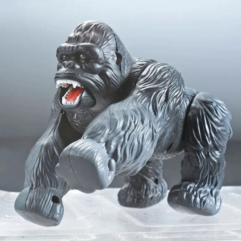 FITTO Electric Orangutan Toy - Lifelike Remote- Controlled Gorilla with Silver Back for Children