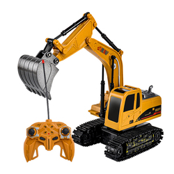 FITTO Remote Control Excavator Toy Truck RC - Realistic Construction Vehicle for Kids, Yellow