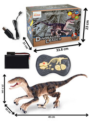 FITTO Remote Control Velociraptor Dinosaur Toy with Realistic Remote Control, Lights, and Sounds, Yellow