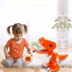 FITTO Remote Control Dinosaur Toys, Electronic Dinosaur for Kids, with Gesture Sensors, Glowing Eyes, Walking, Turning, With Sound Affects, Robot Dinosaur for Boys and Girls (Orange)