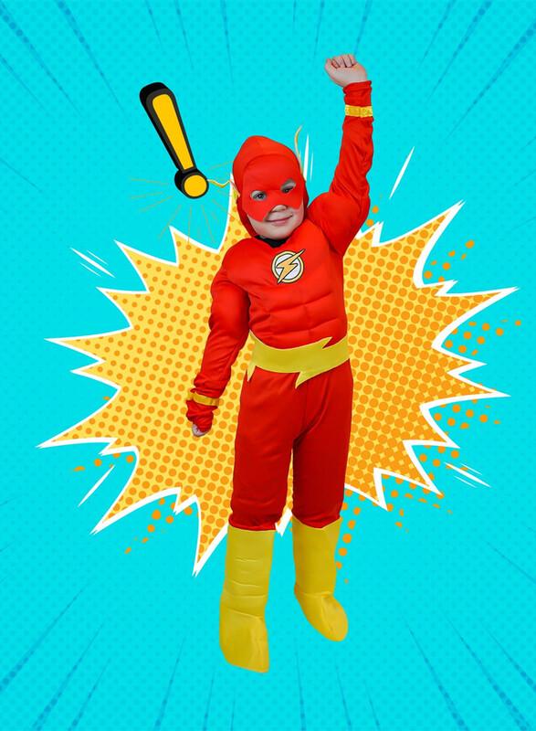 FITTO kids costume set for kids, The Flash Costume for kids with pants, Mask, and accessories, Large