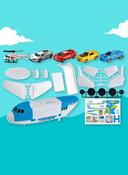 FITTO Toy Airplane Playset With Air Transport Set for Cars, Blue