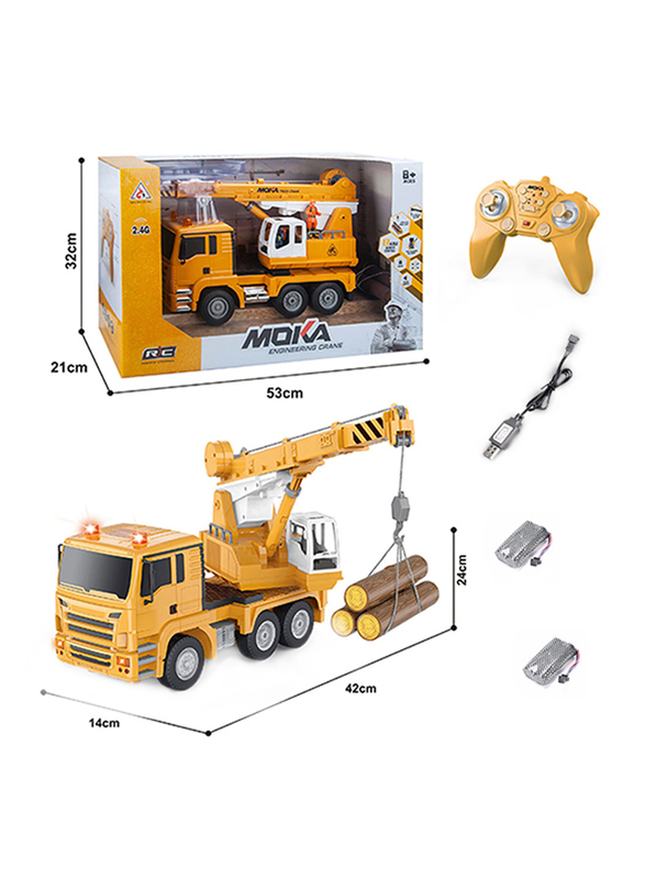 Kidwala Crane Construction Remote Control Toy Truck, Yellow, Ages 8+