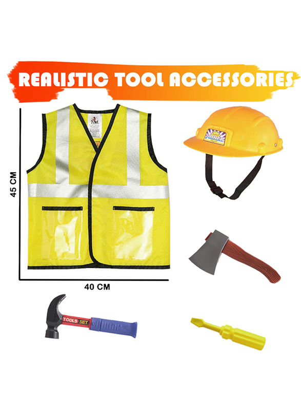 Kidwala Construction Worker Role Play Costume Set, Yellow, Ages 3+