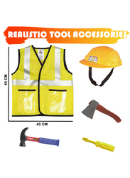 Kidwala Construction Worker Role Play Costume Set, Yellow, Ages 3+