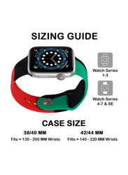 Kidwala Silicone Beautiful Contrast Colored Sports Watch Band for Apple Watch 42mm/44mm, Green/Black/Red