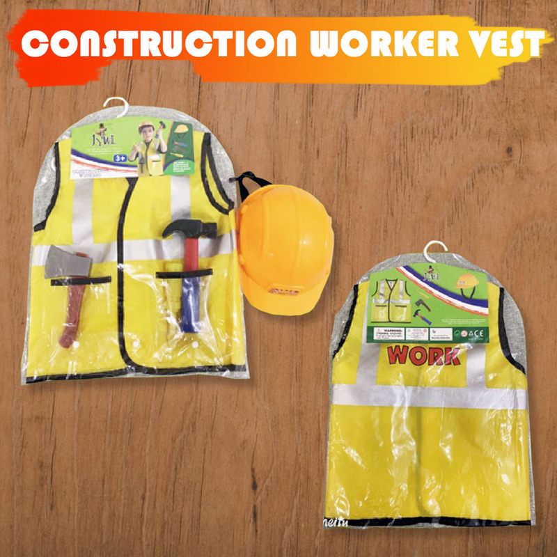 Kidwala Construction Worker Role Play Costume Set, Yellow, Ages 3+