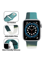 Kidwala Silicone Beautiful Contrast Colored Sports Watch Band for Apple Watch 42mm/44mm, Green/Blue/White