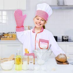 FITTO Chef Costume Dress Up Set with Hat, Apron, Oven Mitt, and Accessories