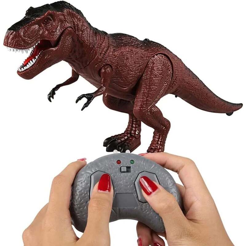 Fitto Remote Control Walking Dinosaur Toys Dinosaur Robot, With Glowing Eyes and Roaring Sound Realistic T-Rex Dinosaur Toy Figure for Kids Brown