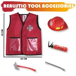 Fitto Firefighter Role Play Costume Set - Kids Fireman Dress Up Pretend Play Outfit with Rescue Tools and Accessories Toys for Kids