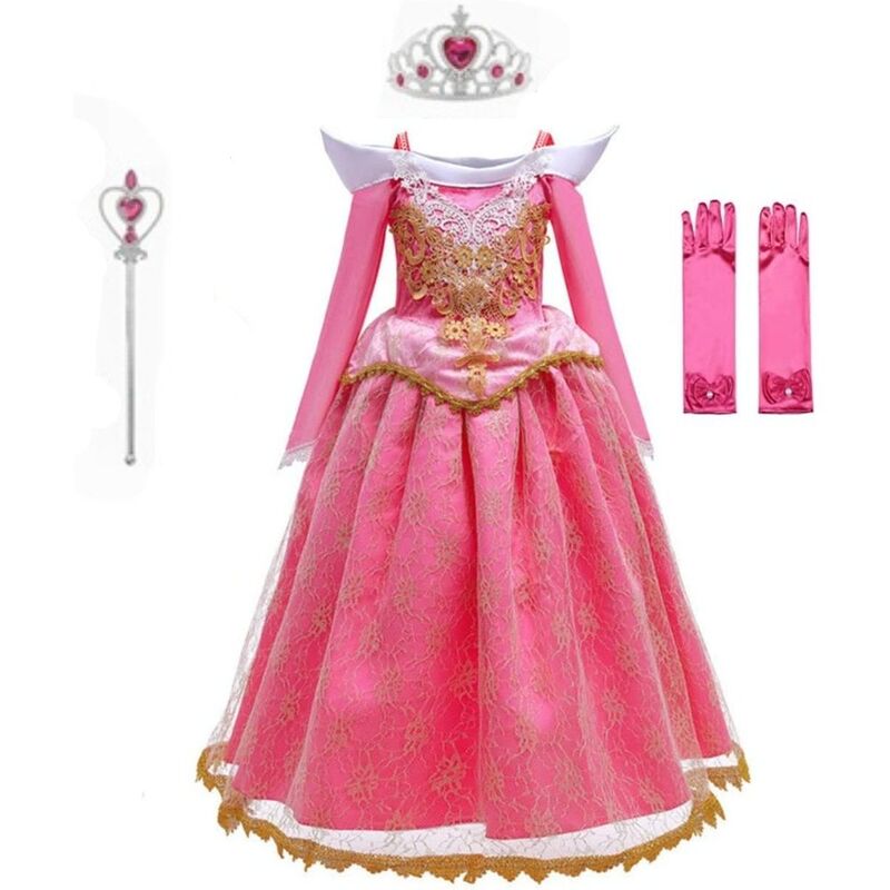 FITTO Girls Sleeping Beauty Costume Aurora Dress Princess Dress for Halloween, Cosplay, and Birthday Parties