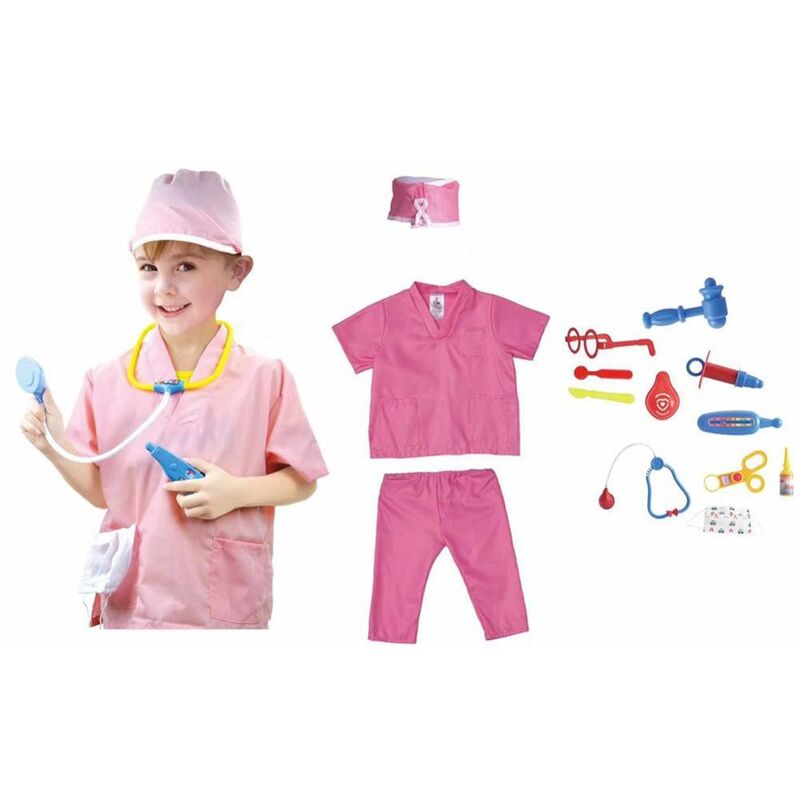 FITTO Nurse Costume for Kids with Accessories, Hospital Costumes for Pretend Play and Halloween