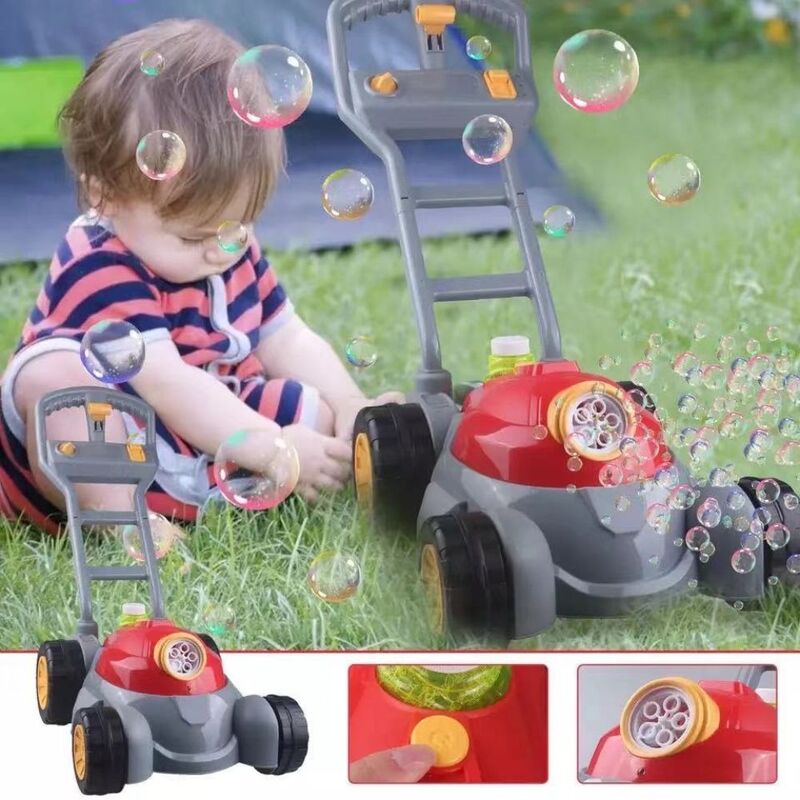 FITTO Automatic Bubble Blowing Trolley - Electric Motor Hand-Push Lawn Mower Design, Perfect for Outdoor Playtime