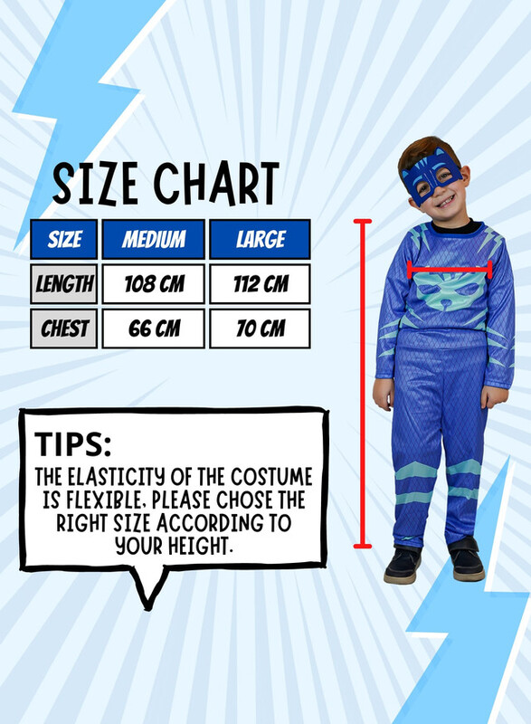 FITTO kids costume set for kids, Pajama Man Costume for kids with pants, Mask, and accessories, Medium