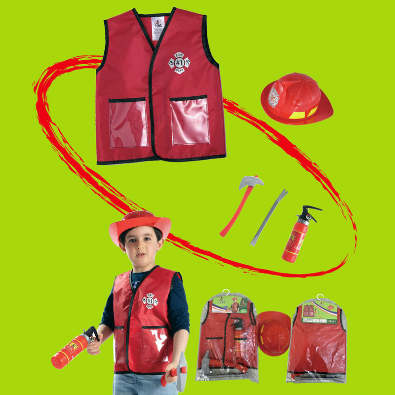 Kidwala Firefighter Role Play Costume Set, Red, Ages 3+