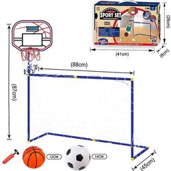 FITTO 2in1 Basketball Hoop Kids Soccer Gate Sports Outdoor Sports Game Toy with Ball