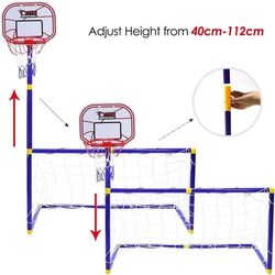 FITTO 2in1 Basketball Hoop Kids Soccer Gate Sports Outdoor Sports Game Toy with Ball