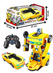 FITTO Bumble Transformer Robot Car, Car to Robot with LED Lights, Yellow & Black