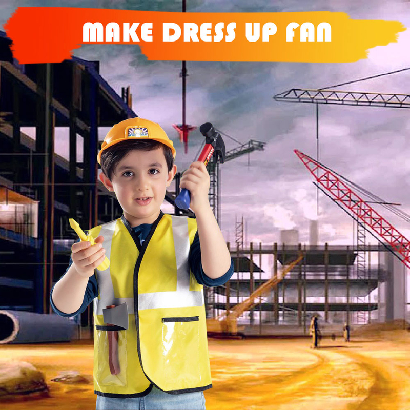 Kidwala Construction Worker Role Play Costume Set, Yellow, Ages 3+