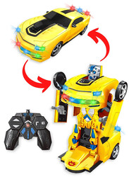 FITTO Bumble Transformer Robot Car, Car to Robot with LED Lights, Yellow & Black