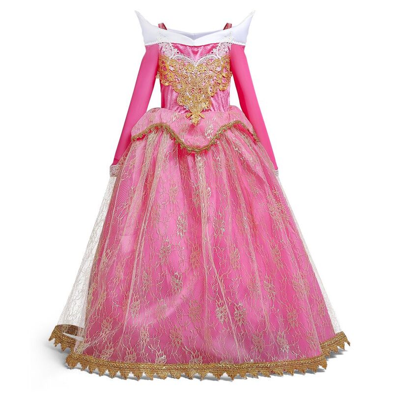 FITTO Girls Sleeping Beauty Costume Aurora Dress Princess Dress for Halloween, Cosplay, and Birthday Parties, size 130