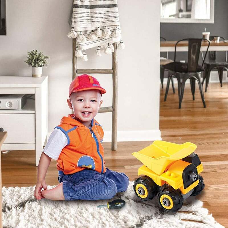 FITTO Take Apart Engineering Car Dumper Truck for Boys with Screwdriver Play Kit STEM toys for 3 Year Old