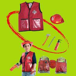 Fitto Firefighter Role Play Costume Set - Kids Fireman Dress Up Pretend Play Outfit with Rescue Tools and Accessories Toys for Kids