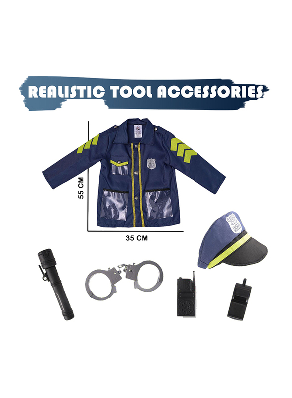 Kidwala Policeman Role Play Costume Set, Blue, Ages 3+