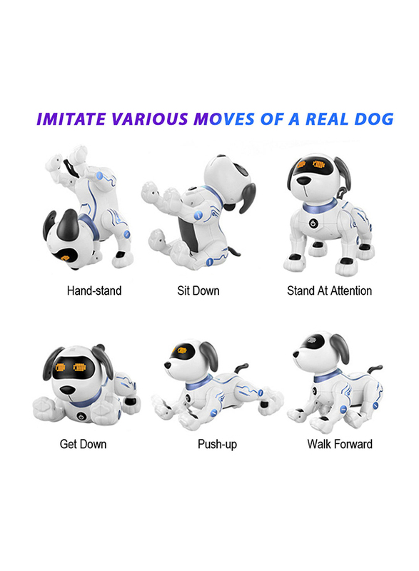 Kidwala Smart Electronic Programming Stunt Robot Dog, White, Ages 3+