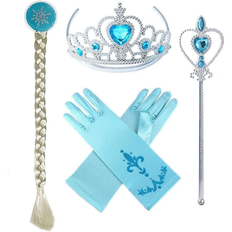 FITTO Cinderella Costume for Girls Princess Dress Up Set with Blue Dress and Headband