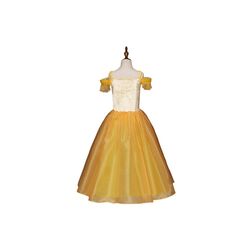 FITTO Belle Costume Princess Dress Up Set Yellow Gown, Tiara, and Wand for Imaginative Play, size 130