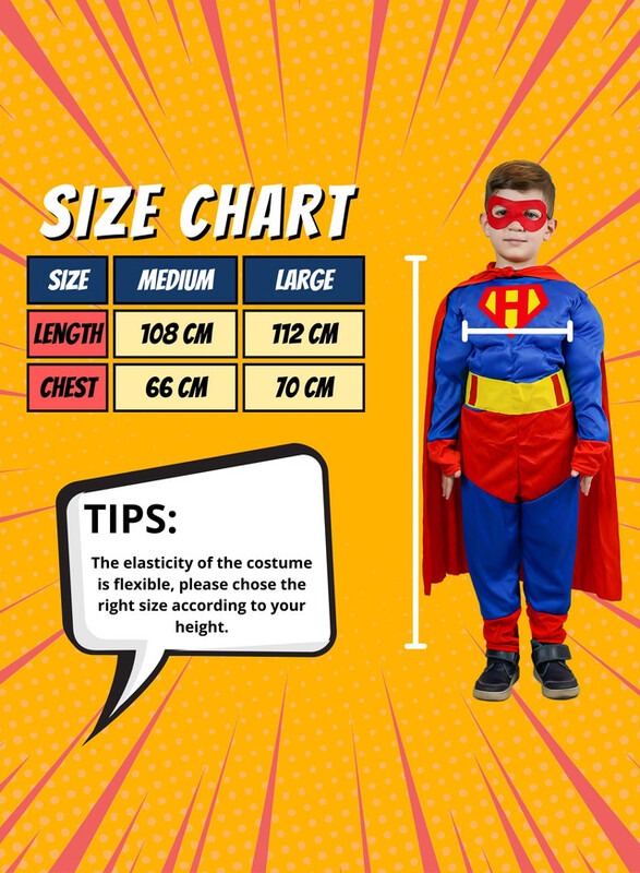 FITTO kids costume set for kids, superman Costume for kids with pants, Mask, and accessories, Large