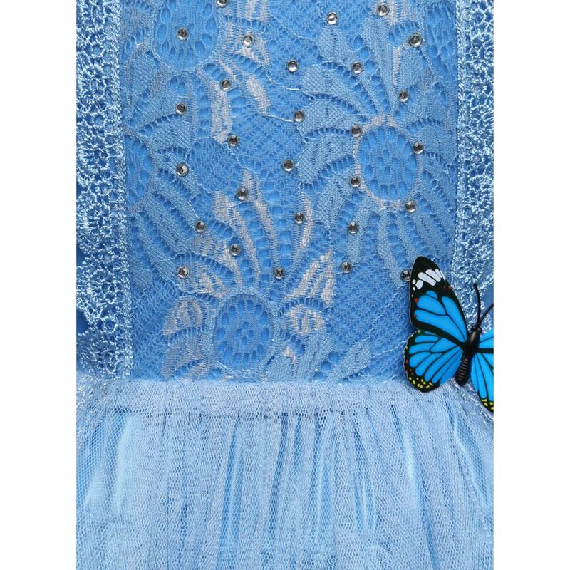 FITTO Halloween Cinderella Butterfly Dress Blue & Purple Ombre Costume with Accessories