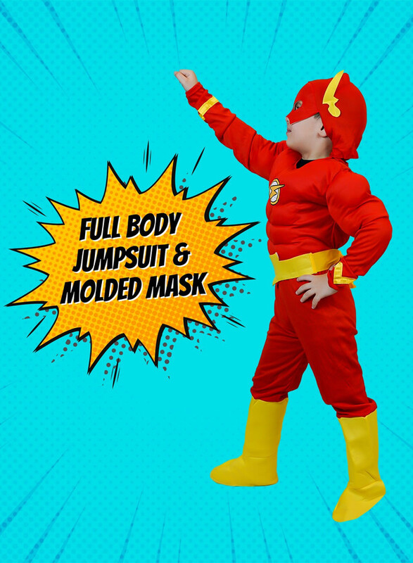 FITTO kids costume set for kids, The Flash Costume for kids with pants, Mask, and accessories, Large