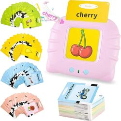 FITTO Educational Toy for Toddlers - Interactive Learning Cards with Audio Responses, Pink