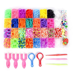 FITTO DIY Bead Set - Educational Toy for Kids, Create Unique Jewelry with Colorful Silicone Rubber Bands and Cross- Shaped Beads, Random Colors