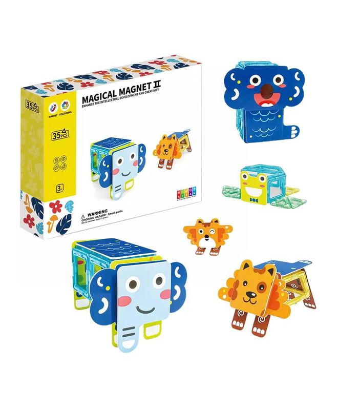 FITTO Magnetic STEM Construction Building Blocks - DIY Colorful Animal Design Set, Can make 5 Animal Figure