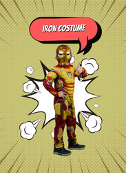 FITTO kids costume set for kids, Ironman Costume for kids with pants, Mask, and accessories, Large