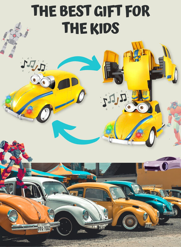 FITTO VW Beetle Robot Transformer Car With Two Batteries, Yellow