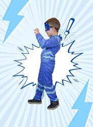 FITTO kids costume set for kids, Pajama Man Costume for kids with pants, Mask, and accessories, Large