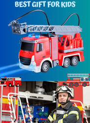 FITTO RC Firefighter Toy with Spray Mode Fire Truck Toy with a Water Gun, Red