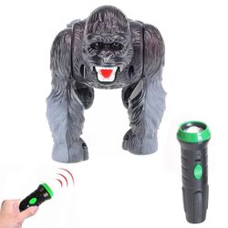 FITTO Electric Orangutan Toy - Lifelike Remote- Controlled Gorilla with Silver Back for Children