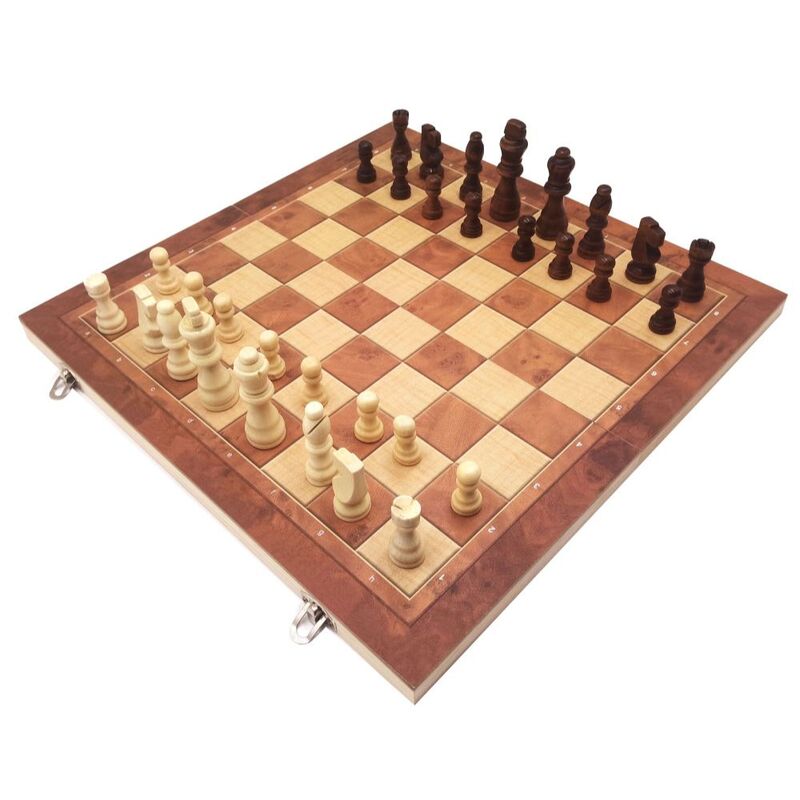 FITTO High Quality 3in1 Wooden Classic Chess Set, Checkers and Backgammon - Handcrafted Design for All Ages, 39CM